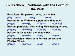 Problem Using Verb Tenses 60 Grammar and Structure Skills EMSAT.ppt