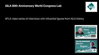 AILA 60th Anniversary World Congress Lab
AFLA video series of interviews with in
fl
uential
fi
gures from AILA history
 