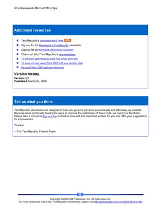 60 MS Word Tips