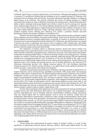 English teachers’ beliefs and practices in integrating digital literacy ...