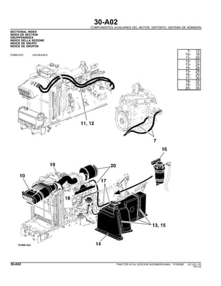 30-A02
COMPONENTES AUXILIARES DEL MOTOR, DEPOSITO, SISTEMA DE ADMISION
SECTIONAL INDEX
INDEX DE SECTION
GRUPPENINDEX
INDICE DELLA SEZIONE
INDICE DE GRUPO
INDICE DE GRUPOS
PUBM1433 -UN-28JUN10
7- 12
10- 18
11- 20
12- 22
13- 24
14- 26
15- 28
16- 29
17- 30
18- 32
19- 33
20- 34
30-A02 TRACTOR 6110J (EDICION SUDAMERICANA) PC8538S (01-JUL-10)
PN=102
 