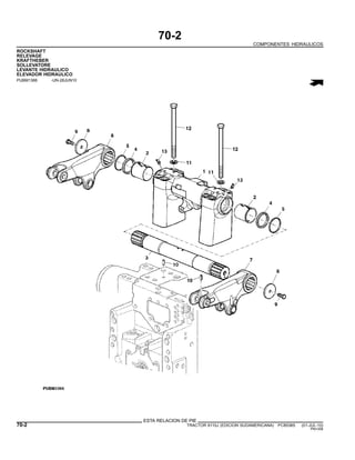 70-2
COMPONENTES HIDRAULICOS
ROCKSHAFT
RELEVAGE
KRAFTHEBER
SOLLEVATORE
LEVANTE HIDRAULICO
ELEVADOR HIDRAULICO
PUBM1366 -UN-28JUN10
ESTA RELACION DE PIE
70-2 TRACTOR 6110J (EDICION SUDAMERICANA) PC8538S (01-JUL-10)
PN=356
 