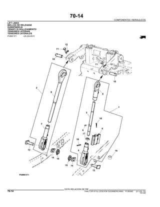 70-14
COMPONENTES HIDRAULICOS
LIFT LINKS
BIELLES DE RELEVAGE
HUBSPINDELN
TIRANTI DI SOLLEVAMENTO
TENSORES LATERAIS
TENSORES LATERALES
PUBM1371 -UN-28JUN10
ESTA RELACION DE PIE
70-14 TRACTOR 6110J (EDICION SUDAMERICANA) PC8538S (01-JUL-10)
PN=368
 