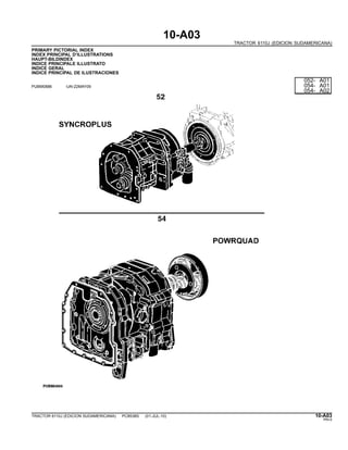 10-A03
TRACTOR 6110J (EDICION SUDAMERICANA)
PRIMARY PICTORIAL INDEX
INDEX PRINCIPAL D’ILLUSTRATIONS
HAUPT-BILDINDEX
INDICE PRINCIPALE ILLUSTRATO
INDICE GERAL
INDICE PRINCIPAL DE ILUSTRACIONES
PUBM0886 -UN-22MAY09
052- A01
054- A01
054- A02
TRACTOR 6110J (EDICION SUDAMERICANA) PC8538S (01-JUL-10) 10-A03
PN=3
 