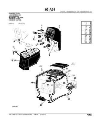 93-A01
MANDOS, ACCESORIOS Y AIRE ACCONDICIONADO
SECTIONAL INDEX
INDEX DE SECTION
GRUPPENINDEX
INDICE DELLA SEZIONE
INDICE DE GRUPO
INDICE DE GRUPOS
PUBM1425 -UN-28JUN10
1- 2
2- 4
3- 6
4- 7
9- 16
10- 18
21- 32
22- 34
23- 36
24- 38
25- 40
26- 42
27- 44
28- 45
29- 46
TRACTOR 6110J (EDICION SUDAMERICANA) PC8538S (01-JUL-10) 93-A01
PN=505
 
