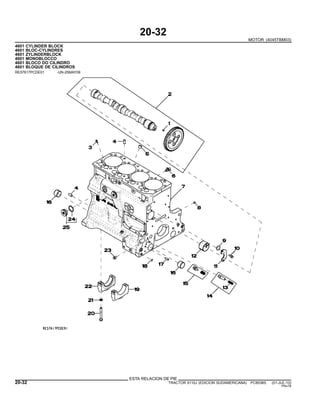 20-32
MOTOR (4045TBM03)
4601 CYLINDER BLOCK
4601 BLOC-CYLINDRES
4601 ZYLINDERBLOCK
4601 MONOBLOCCO
4601 BLOCO DO CILINDRO
4601 BLOQUE DE CILINDROS
RE57617PCDE01 -UN-25MAY09
ESTA RELACION DE PIE
20-32 TRACTOR 6110J (EDICION SUDAMERICANA) PC8538S (01-JUL-10)
PN=78
 
