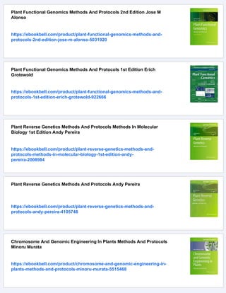 Plant Genomics Methods And Protocols 1st Edition Richard Flavell Auth | PDF