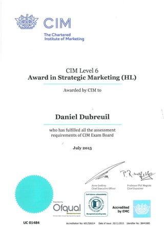 CIM_Strategic marketing award
