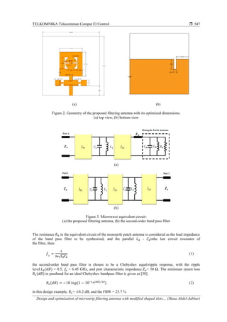 Design and optimization of microstrip filtering antenna with modified ...