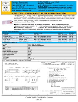 Monarch Transducers 2017 LOAD CELL CATALOG 01-01-17 (Autosaved) | PDF