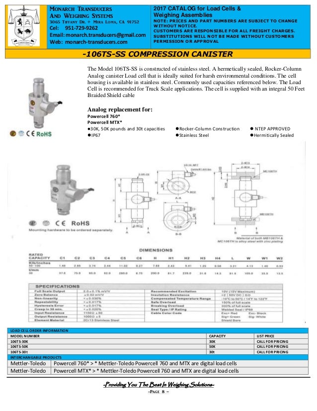 Monarch Transducers 2017 LOAD CELL CATALOG 01-01-17 ... mettler toledo wiring diagram 
