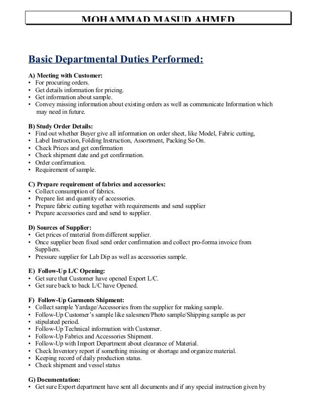 Accessories buyer resume