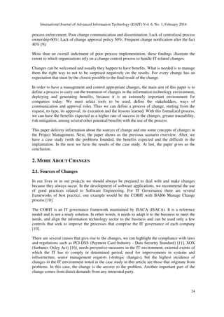 CHANGE MANAGEMENT: IMPLEMENTATION AND BENEFITS OF THE CHANGE CONTROL IN ...