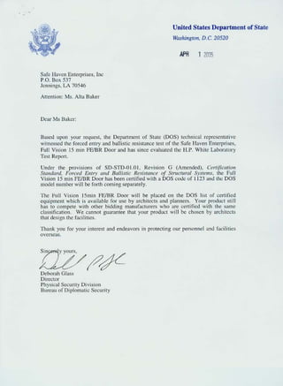 Safe Haven USDOS Certifications