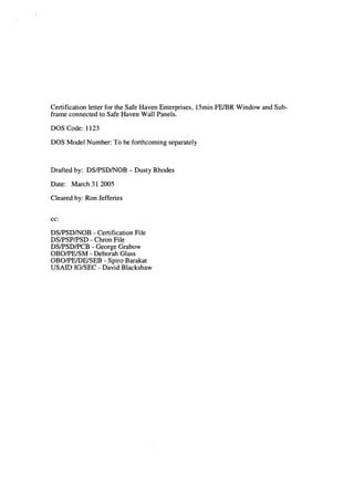 Safe Haven USDOS Certifications