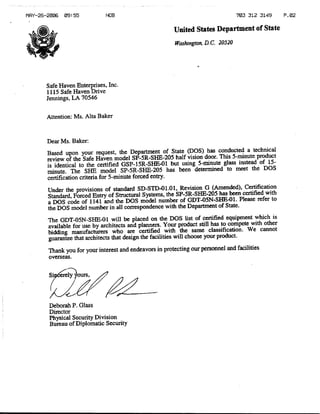 Safe Haven USDOS Certifications