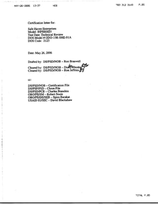 Safe Haven USDOS Certifications