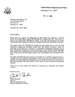 Safe Haven USDOS Certifications