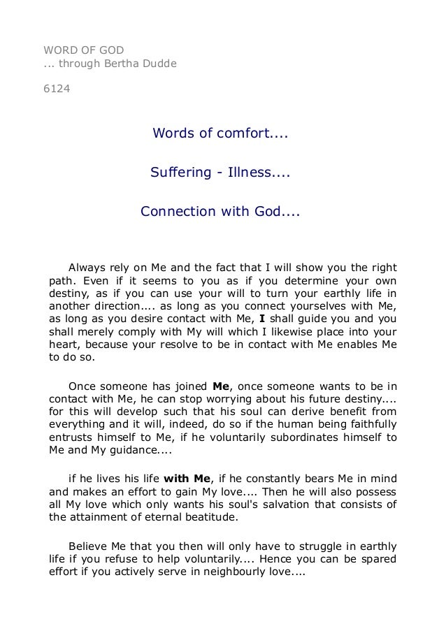 6124 Words Of Comfort Suffering Illness Connection With G