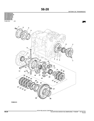 56-20
SISTEMA DE TRANSMISSAO
DIFFERENTIAL
DIFFERENZIALE
DIFFERENTIAL
DIFFERENTIAL
DIFERENCIAL
DIFERENCIAL
PUBM1500 -UN-
ESTA RELACAO CONTINUA
56-20 TRATOR 6125J (EDICAO SUL-AMERICANA) PC8539P (01-JUL-10)
PN=294
 