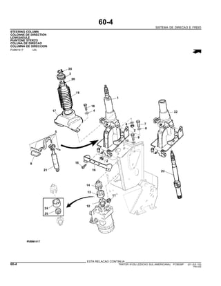 60-4
SISTEMA DE DIRECAO E FREIO
STEERING COLUMN
COLONNE DE DIRECTION
LENKSAEULE
PIANTONE STERZO
COLUNA DE DIRECAO
COLUMNA DE DIRECCION
PUBM1417 -UN-
ESTA RELACAO CONTINUA
60-4 TRATOR 6125J (EDICAO SUL-AMERICANA) PC8539P (01-JUL-10)
PN=330
 