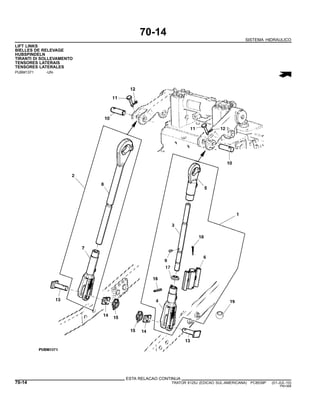 70-14
SISTEMA HIDRAULICO
LIFT LINKS
BIELLES DE RELEVAGE
HUBSPINDELN
TIRANTI DI SOLLEVAMENTO
TENSORES LATERAIS
TENSORES LATERALES
PUBM1371 -UN-
ESTA RELACAO CONTINUA
70-14 TRATOR 6125J (EDICAO SUL-AMERICANA) PC8539P (01-JUL-10)
PN=368
 