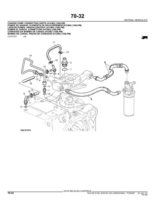 70-32
SISTEMA HIDRAULICO
CHARGE PUMP, CONNECTING PARTS (41CM3) (100LPM)
POMPE DE GAVAGE, ELEMENTS DE RACCORDEMENT(41CM3) (100LPM)
LADEOELPUMPE, ANSCHLUSSTEILE (41CM3) (100LPM)
POMPA DI CARICA, CONNETTORI (41CM3) (100LPM)
CONEXOES DA BOMBA DE CARGA (41CM3) (100LPM)
BOMBA DE CARGA, PIEZAS DE CONEXION (41CM3) (100LPM)
CQ157375 -UN-
ESTA RELACAO CONTINUA
70-32 TRATOR 6125J (EDICAO SUL-AMERICANA) PC8539P (01-JUL-10)
PN=386
 