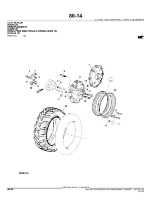 80-14
CHASSI, EIXO DIANTEIRO, CAPO, ACESSORIOS
CAST REAR (R)
ROUES (R)
HINTERRAEDER (R)
RUOTE (R)
RODAS PARA EIXO PINHAO E CREMALHEIRA (R)
RUEDAS (R)
PUBM1355 -UN-
ESTA RELACAO CONTINUA
80-14 TRATOR 6125J (EDICAO SUL-AMERICANA) PC8539P (01-JUL-10)
PN=434
 