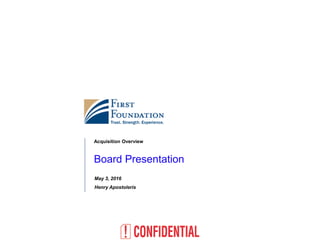 May 3, 2016
Henry Apostoleris
Acquisition Overview
Board Presentation
 