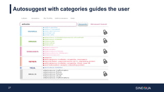 27
Autosuggest with categories guides the user
 