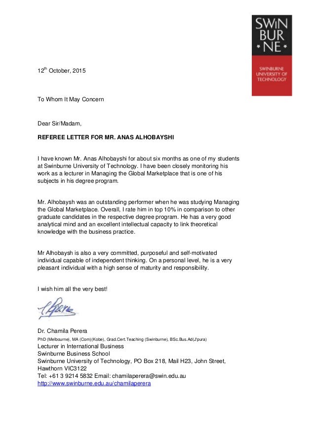 REFEREE LETTER FOR MR ANAS ALHOBAYSHI