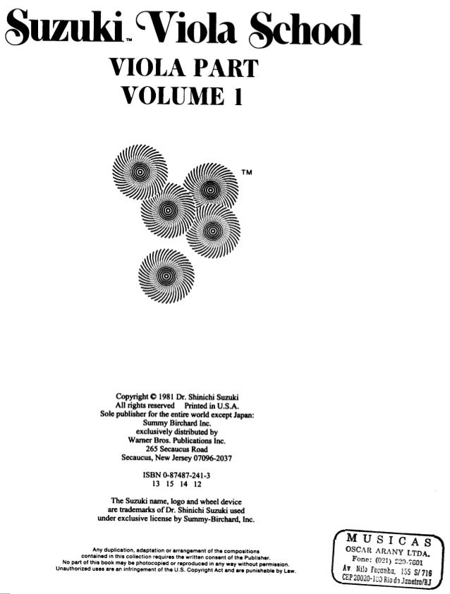 Suzuki Viola School Volume 1