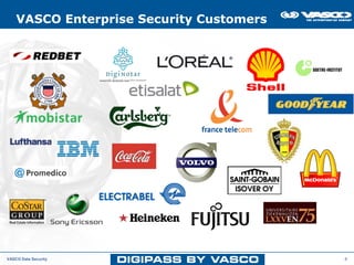 VASCO Enterprise Security Customers




VASCO Data Security                       8
 
