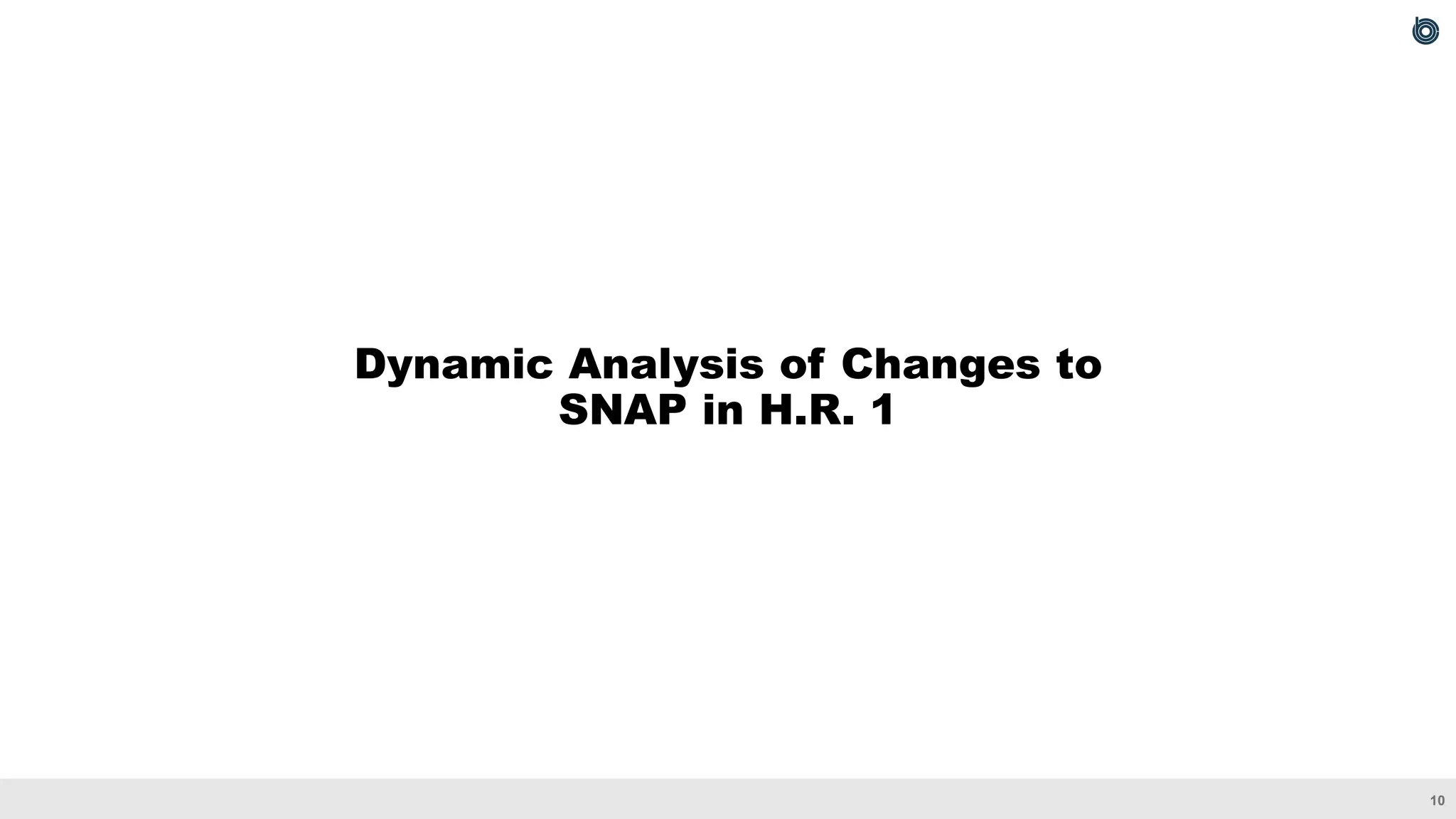10
Dynamic Analysis of Changes to
SNAP in H.R. 1
 