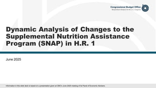 Dynamic Analysis of Changes to the Supplemental Nutrition Assistance ...