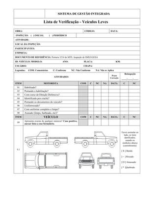 FICHA DE VERIFICAÇÃO VEICULAR PARA ESTÉTICAS AUTOMOTIVAS - João