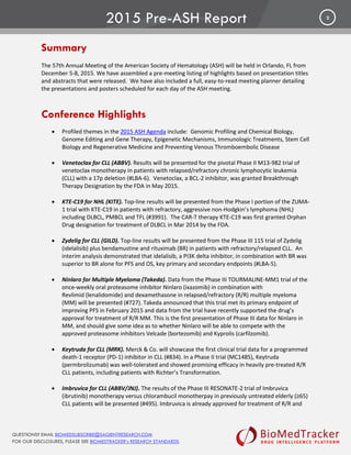2015 BioMedTracker Pre-ASH Report | PDF