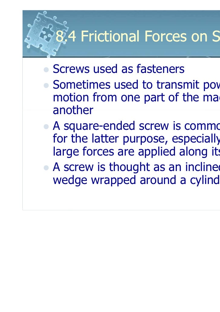 6161103 8.4 frictional forces on screws
