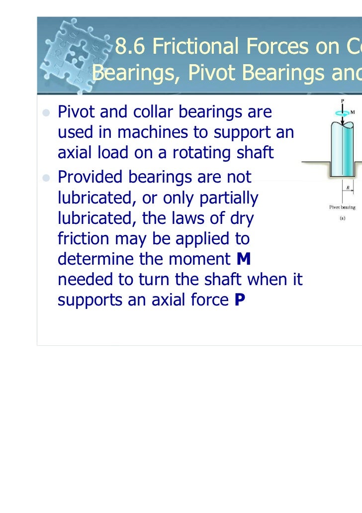 6161103 8.6 frictional forces on collar bearings, pivot bearings and