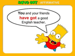 AFFIRMATIVE
You and your friends
have got a good
English teacher.
 