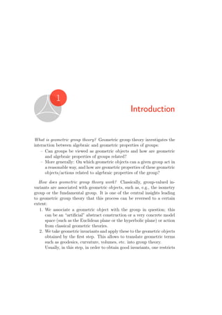 Geometric group theory an introduction 1, version Jan 2015 Edition ...