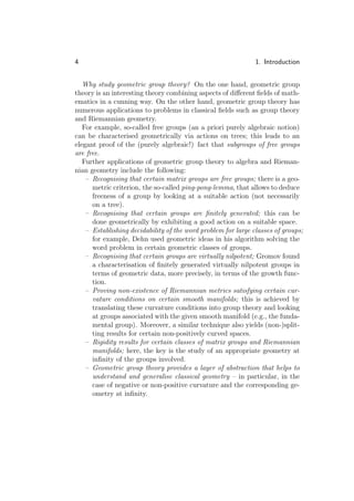 Geometric group theory an introduction 1, version Jan 2015 Edition ...