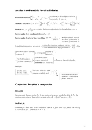 Teorema de Tales 
a1 // a2 // a3 // ..... 
Teorema da bissetriz interna 
b c 
Teorema da bissetriz externa 
A 
b c 
C S 
Semelhança de triângulos 
H y 
a 
x 
    k Área ABC 
b 
y 
c 
z 
H 
h 
k2  
 
Área PQR 
 
8 
AB 
A'B' 
BC 
B'C' 
CD 
C'D' 
AC 
A' C' 
AD 
A'D' 
    
x y 
S 
A 
b 
x 
c 
y 
 
c 
y 
x 
B 
b 
x 
c 
y 
 
b 
c 
A 
B a C 
z 
P 
Q x R 
h 
 