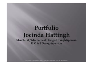 PORTFOLIO - JOCINDA HATTINGH - ID No. 8511220012080 - CELL No. 082 359 5291
 