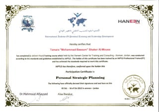 Personal Strategic Planning - International Academy of Personal Training and Leadership Development 2012