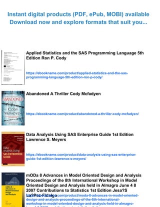 Cody s Data Cleaning Techniques Using SAS 2nd ed Edition Ron Cody | PDF