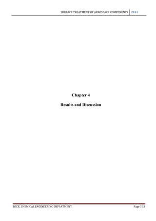 SURFACE TREATMENT OF AEROSPACE COMPONENTS 2014
DSCE, CHEMICAL ENGINEERING DEPARTMENT Page 103
Chapter 4
Results and Discussion
 