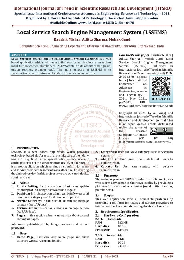 Local Service Search Engine Management System LSSEMS PDF