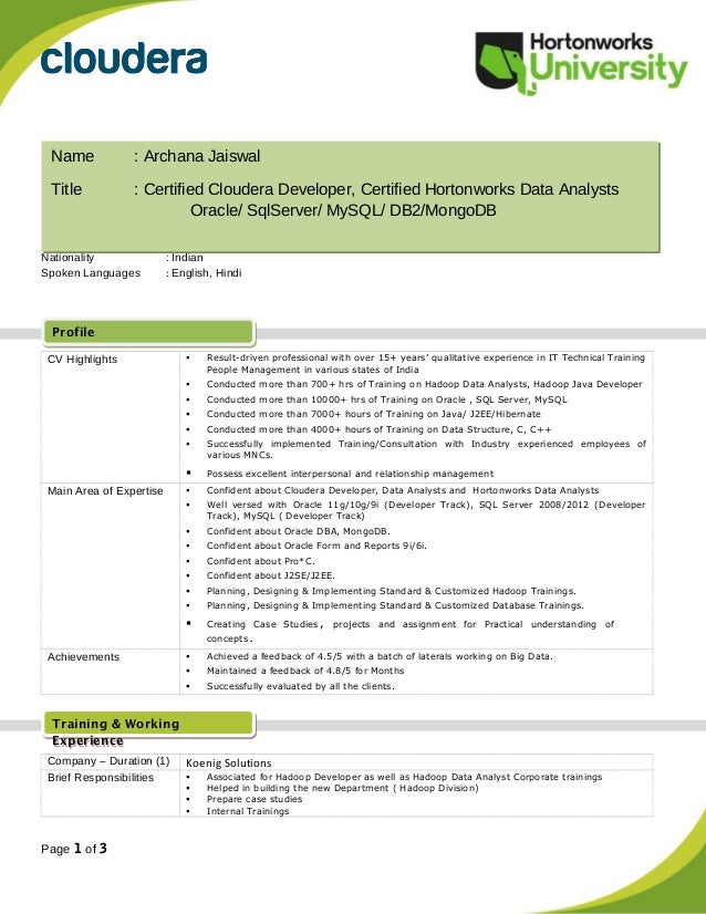 certified developer resume