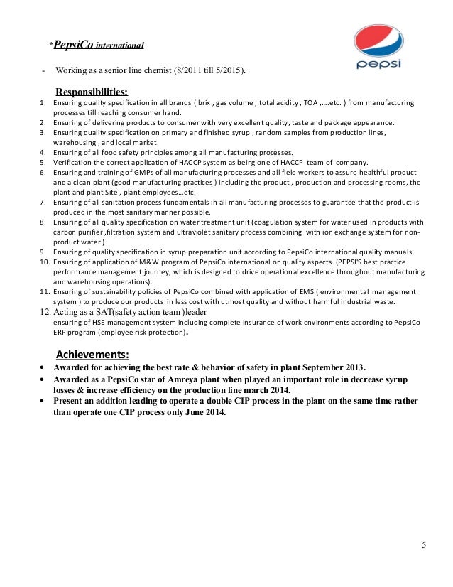 Curriculum vitae pepsico image